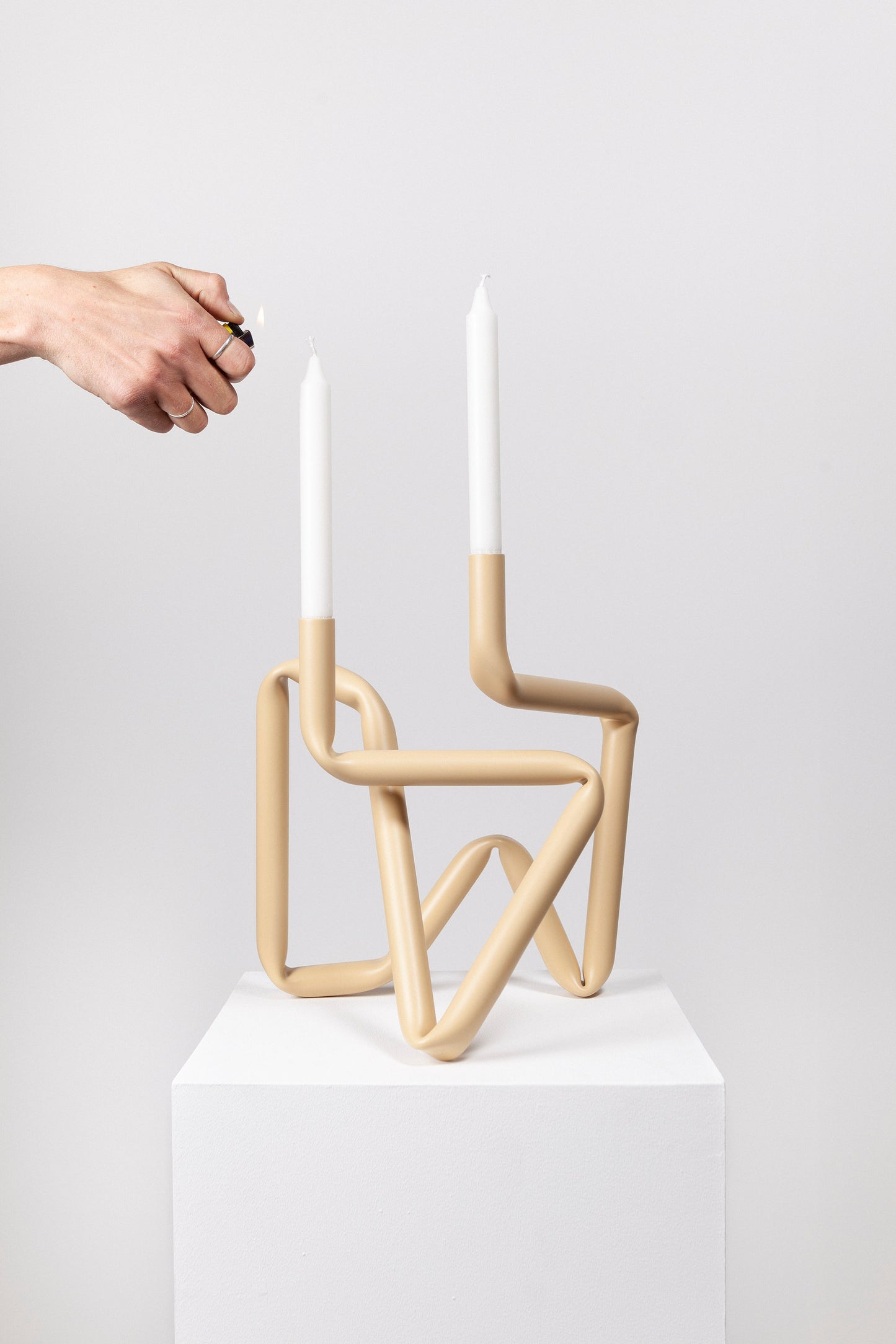 Bucati candle holder (Beige, matte)