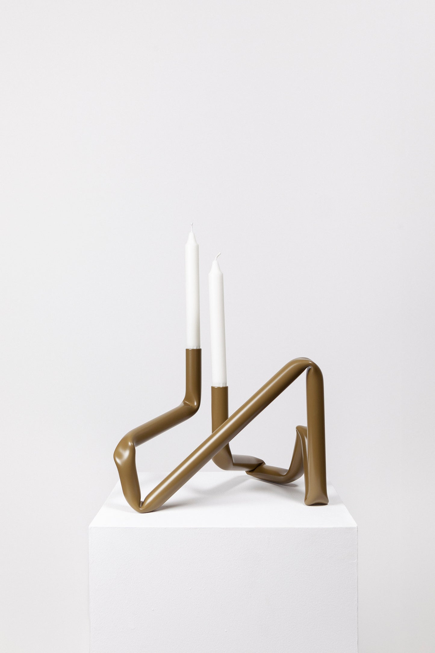 Bucatini candle holder (Green, matte)