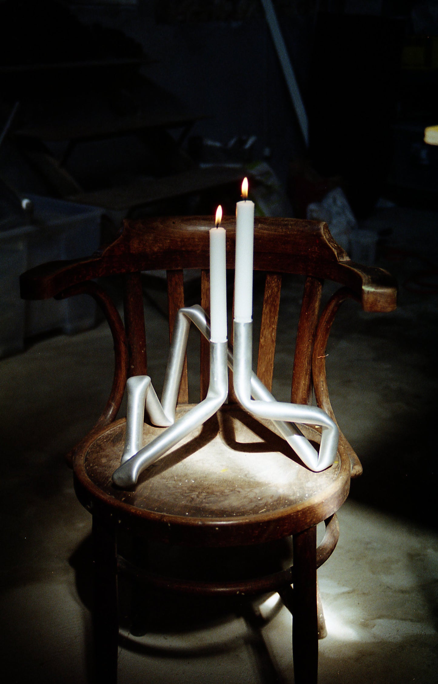 Bucatini candle holder (brushed aluminium) - (a.o.t.)
