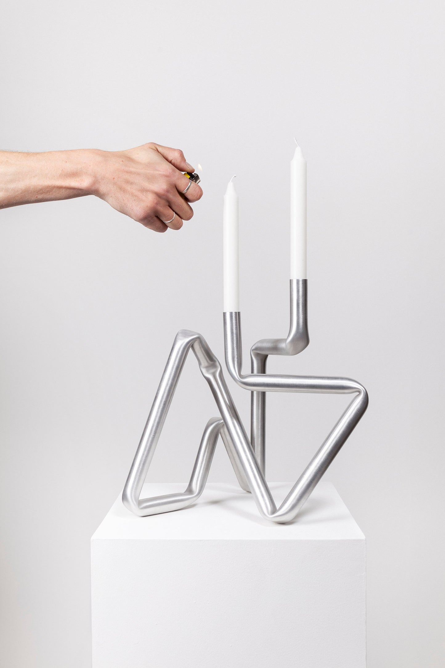 Bucati candle holder (Brushed aluminium)