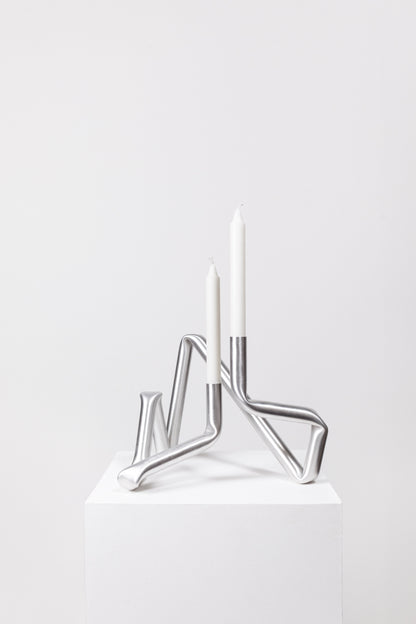 Bucatini candle holder (brushed aluminium)
