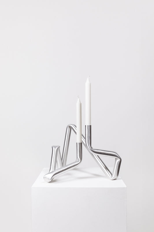 Bucatini candle holder (brushed aluminium)