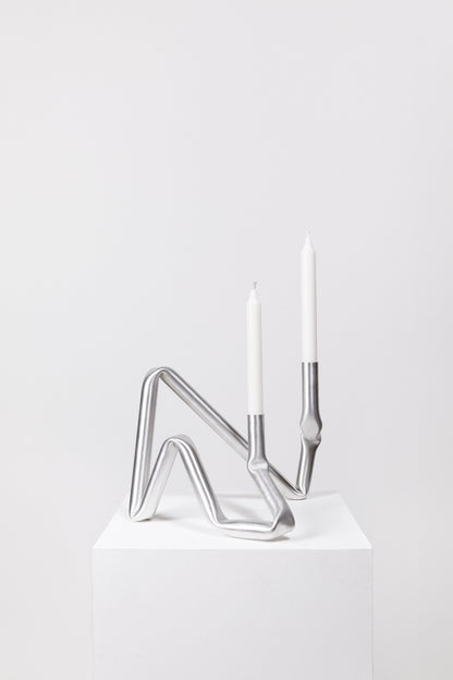 Bucatini candle holder (brushed aluminium)