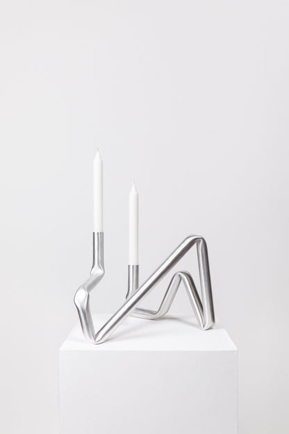 Bucatini candle holder (brushed aluminium)