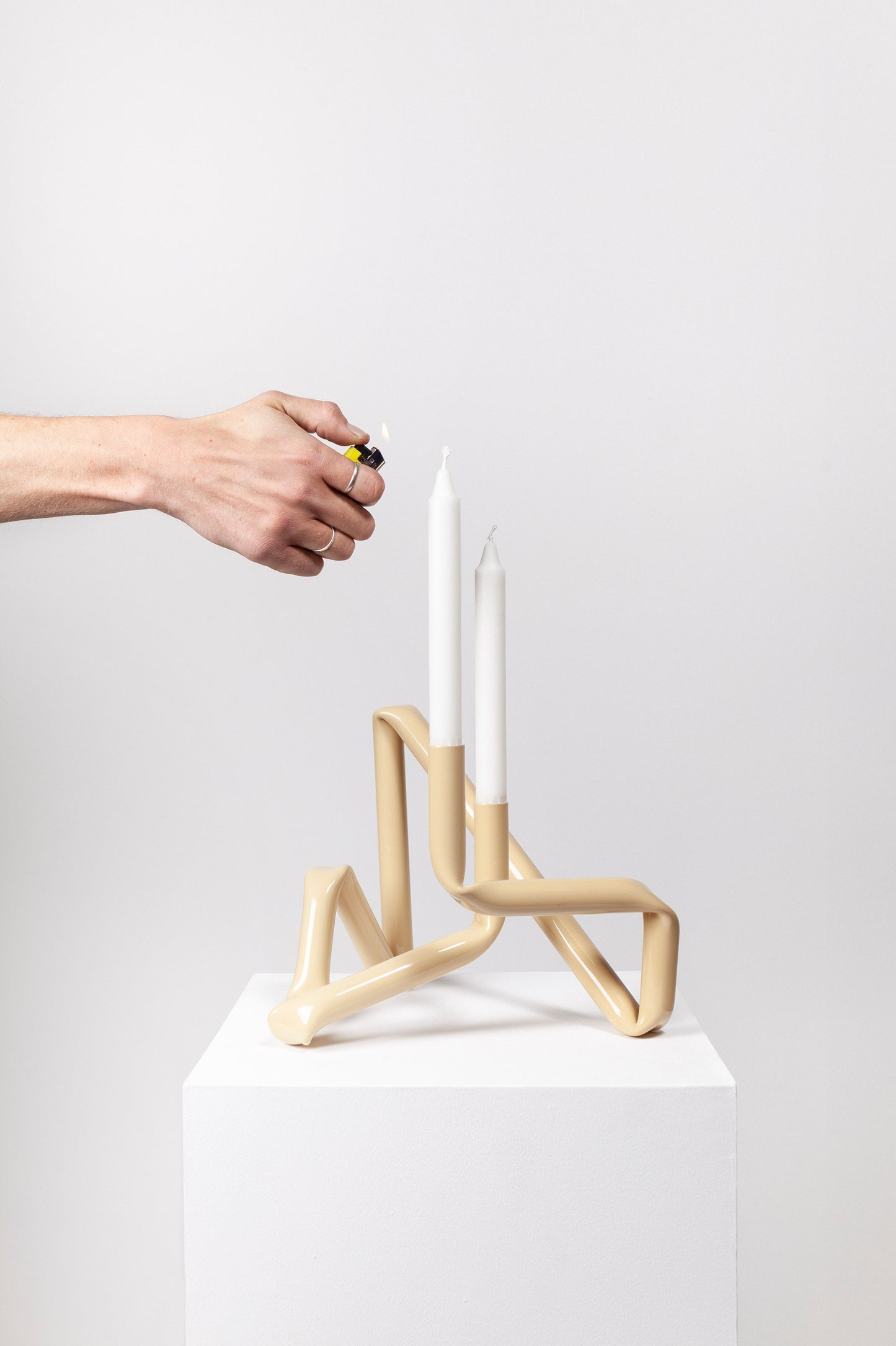 Bucatini candle holder (Beige)