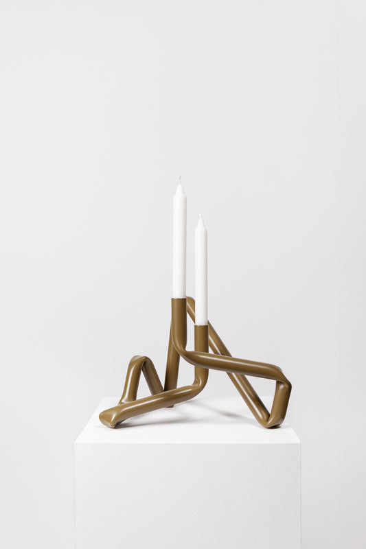 Bucatini candle holder (Green, matte)