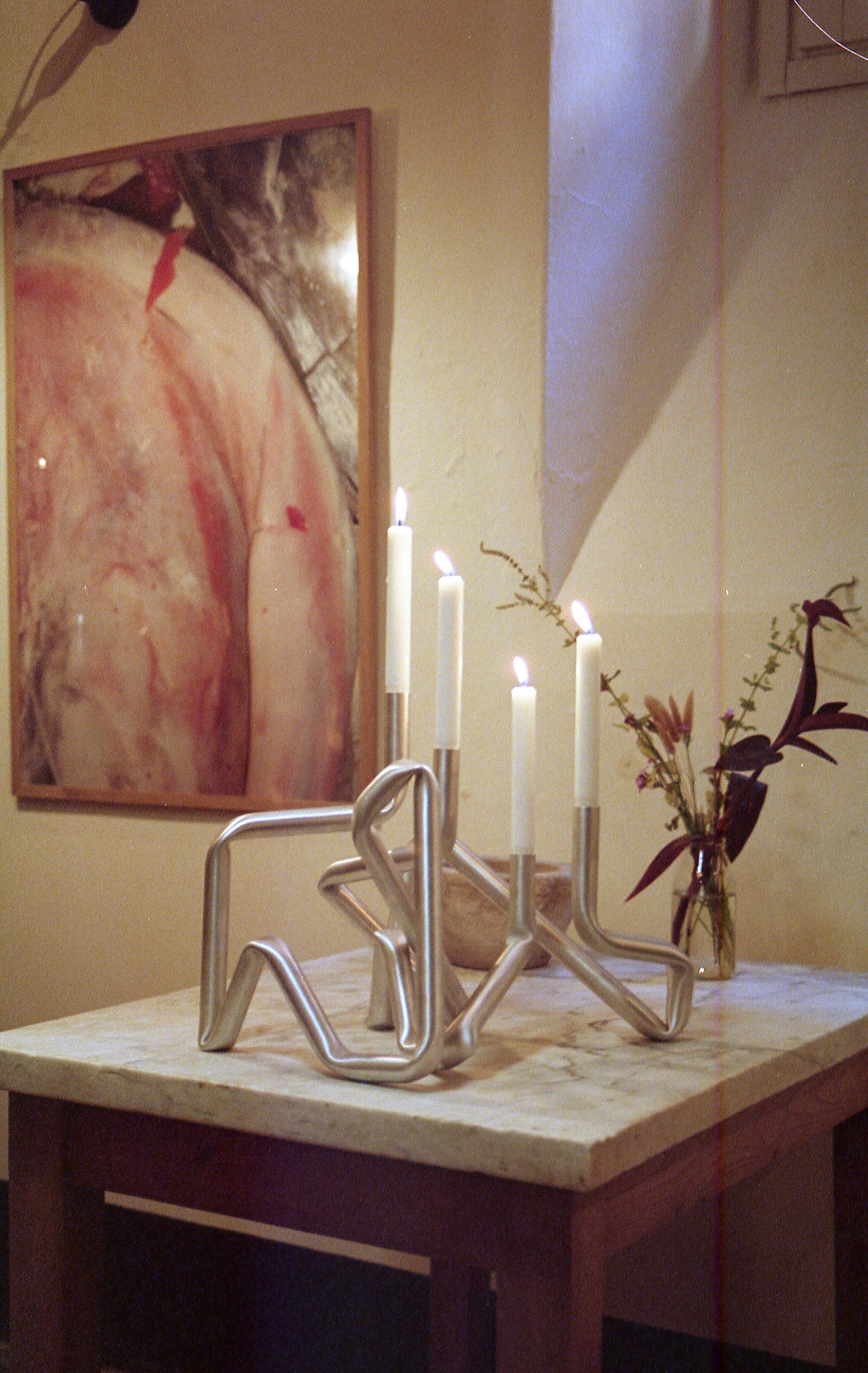 Bucatini candle holder (brushed aluminium) - (a.o.t.)